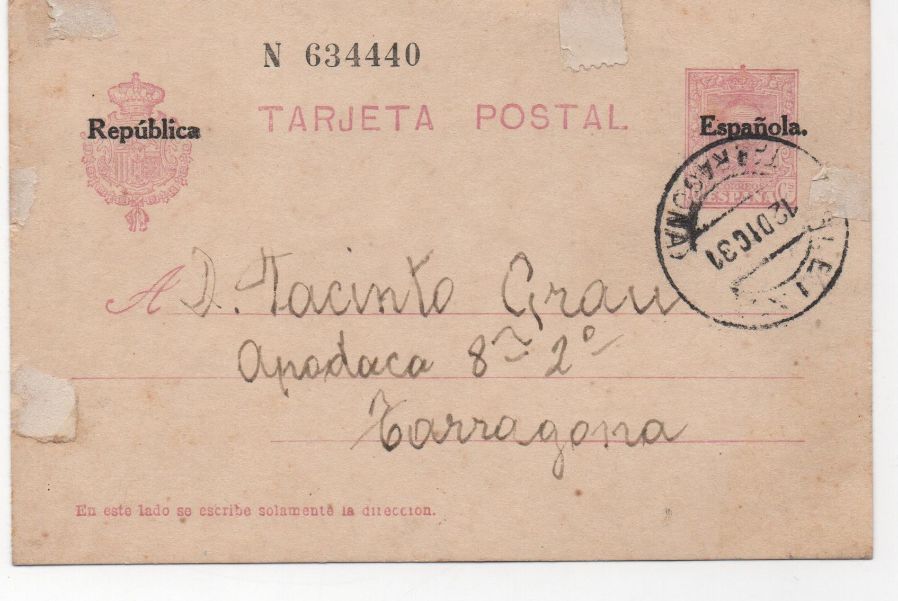 ESPAÑA POSTAL Nº 9 DE REPUBLICA ESPAÑOLA